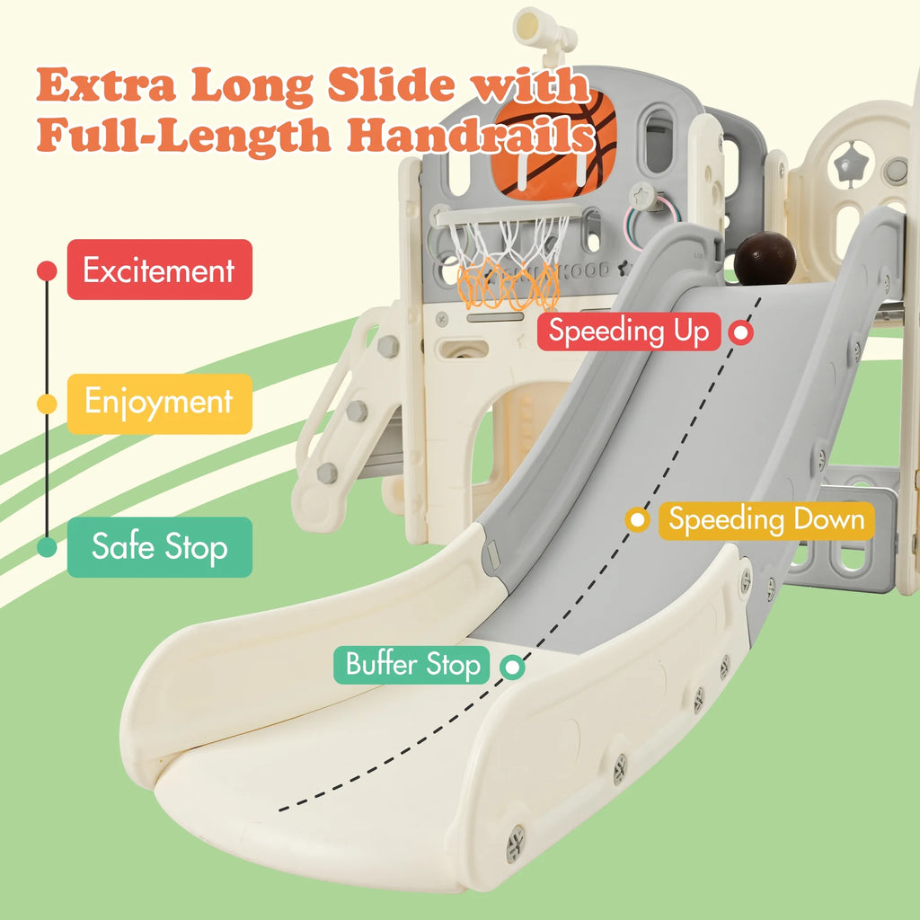 9 in 1 Kids Slide Playset with Basketball Hoop Y128