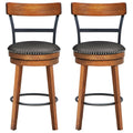 Set of 2 Swivel Counter Height Dining Chair with Rubber Wood Legs, Brown N491