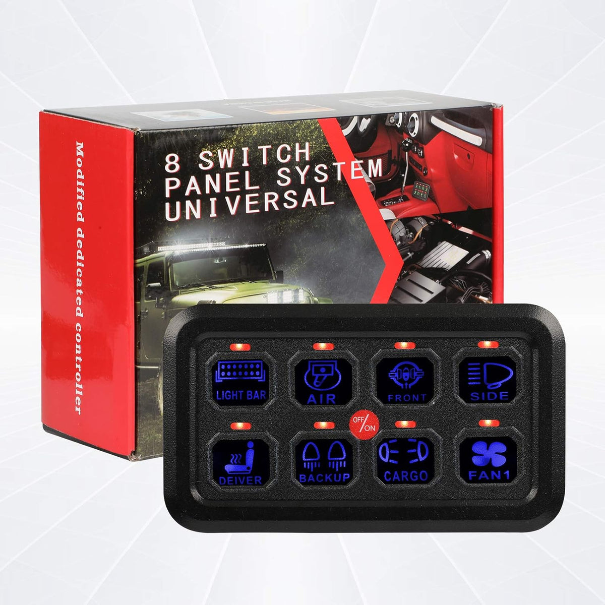8 Gang Touch Switch Panel with Harness and Stickers J129