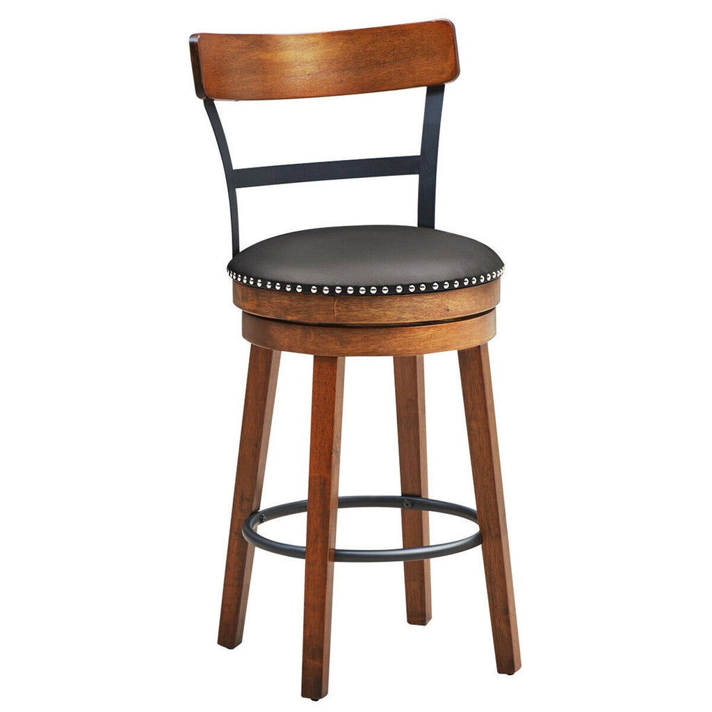 Set of 2 Swivel Counter Height Dining Chair with Rubber Wood Legs, Brown N491