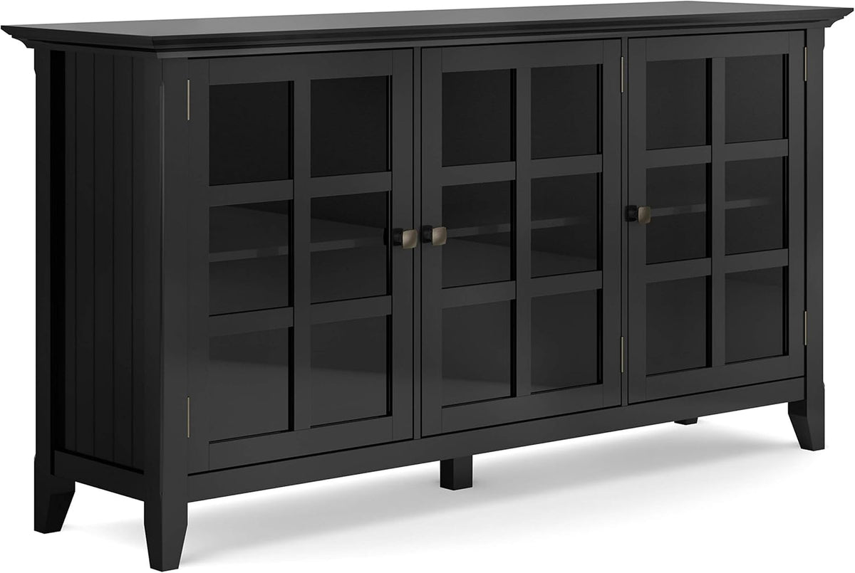 Solid Wood Storage Cabinet with 3 Tempered Glass Doors B8776