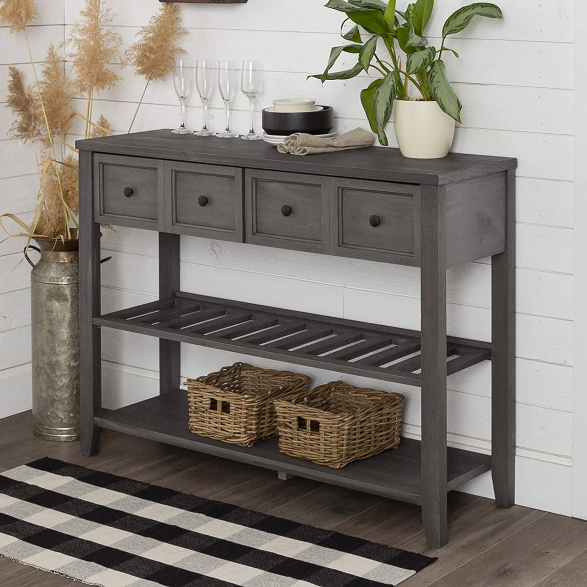 Solid Wood 2-Drawer Buffet W429