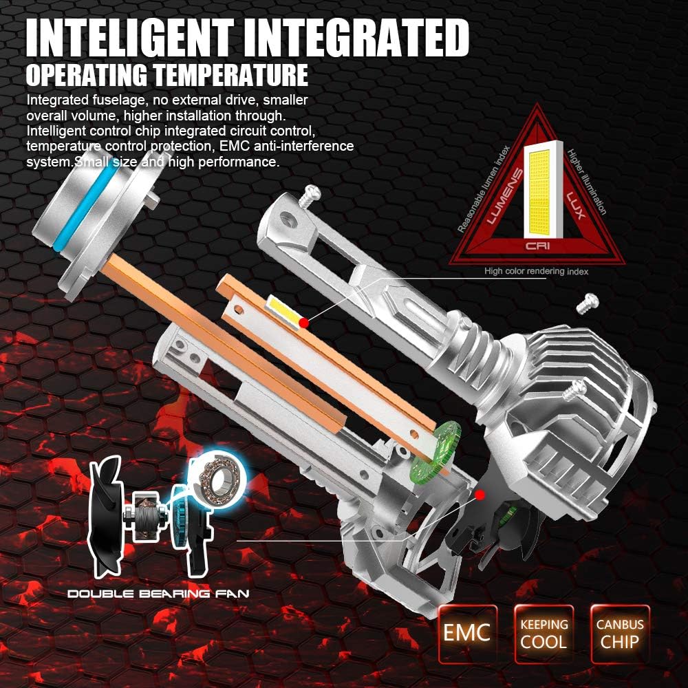 9005 LED Headlight Bulbs 20000LM 130W 6500K HB3 Pack of 2 J3656