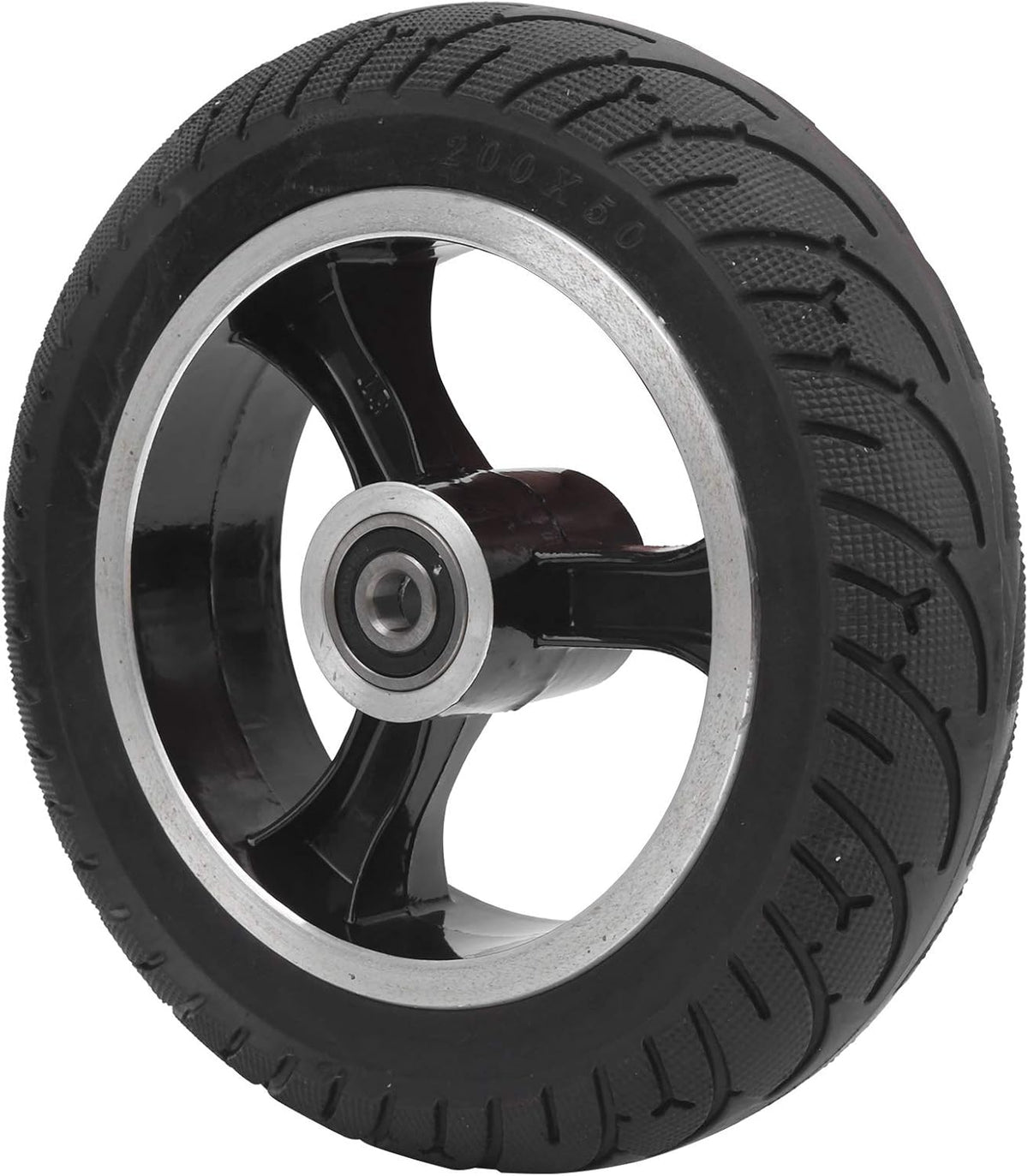 8in 200x50 Aluminium Alloy Front Solid Wheel Non-Pneumatic Tire with Hub, Pack of 2 B939352