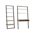 Black and Oak Finish Leaning Ladder Shelves O8416