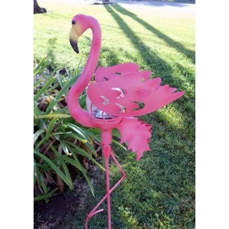 Pink Flamingo Garden Stake Glass Crackle Solar Light J32625