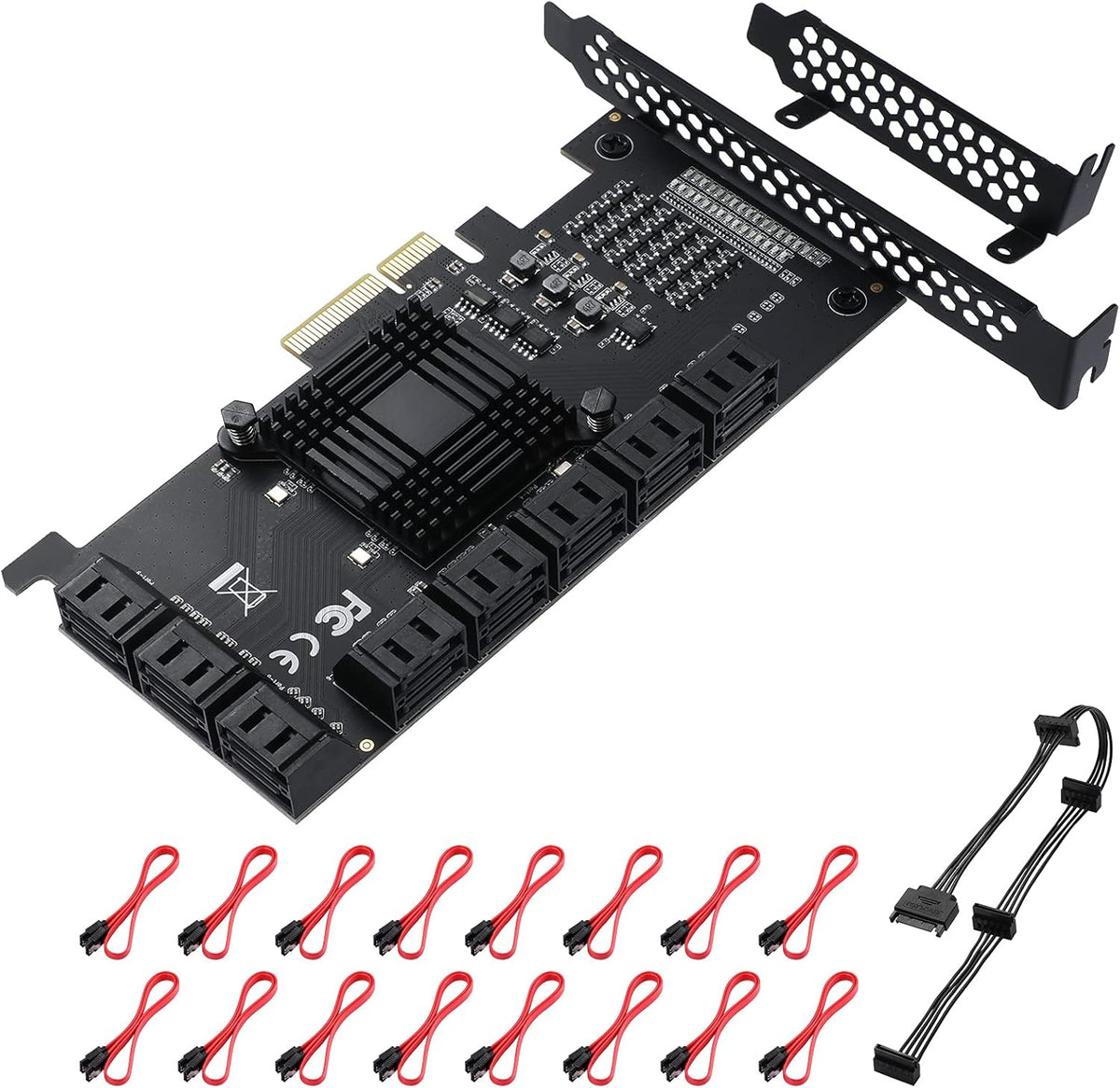 6 Port PCIe SATA 3.0 Card with 6 SATA Cables and Low Profile Bracket I984374