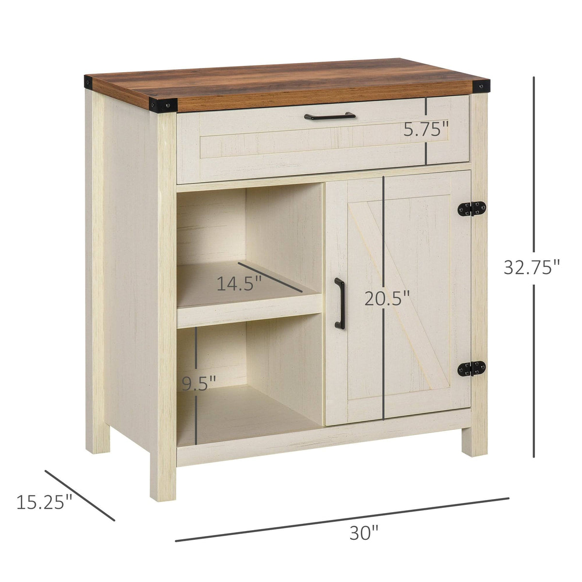 Rustic Barn Door Storage Cabinet Buffet Sideboard Light Oak J7914