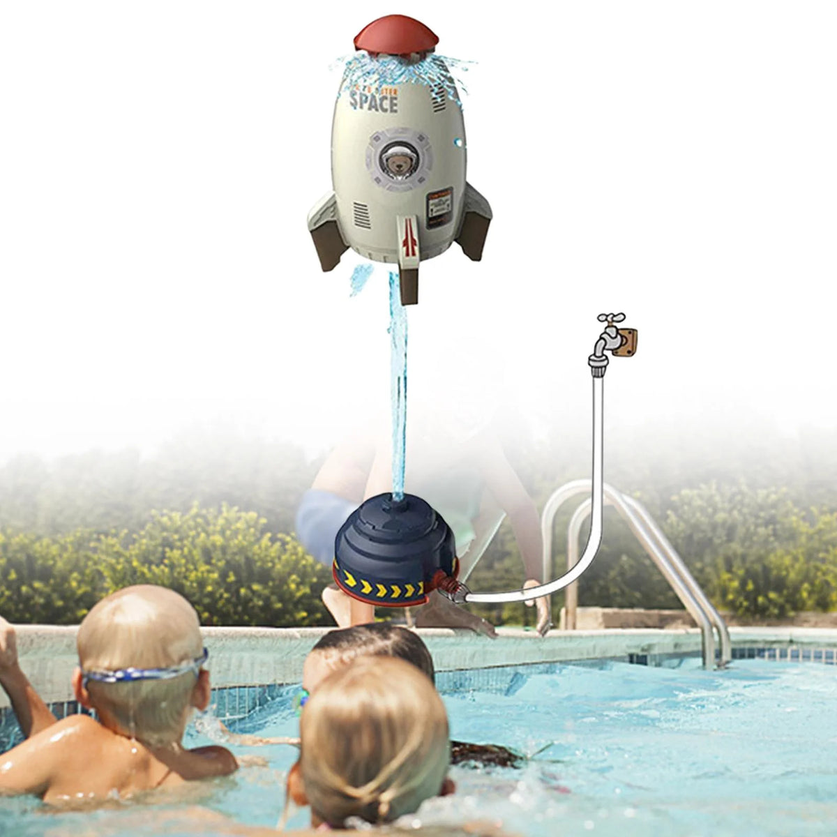Rocket Sprinkler Toy 360 Degree Rotating Water Toys O8579