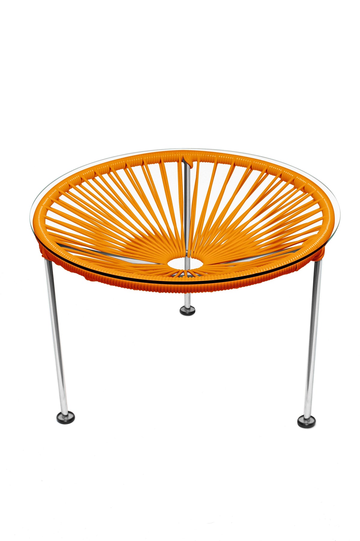 Orange Side Table with Chrome Frame I296