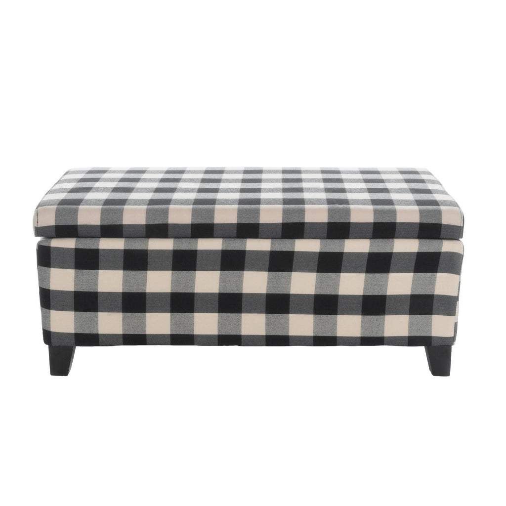 Black Checkerboard Storage Ottoman L44590