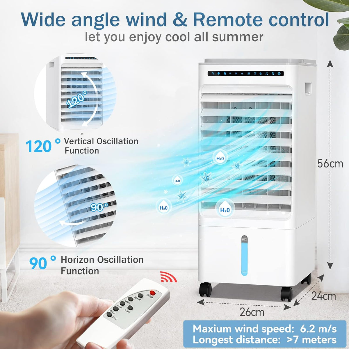 Portable Air Conditioner Fan, 5L Evaporative Air Cooler with Remote Control C1778