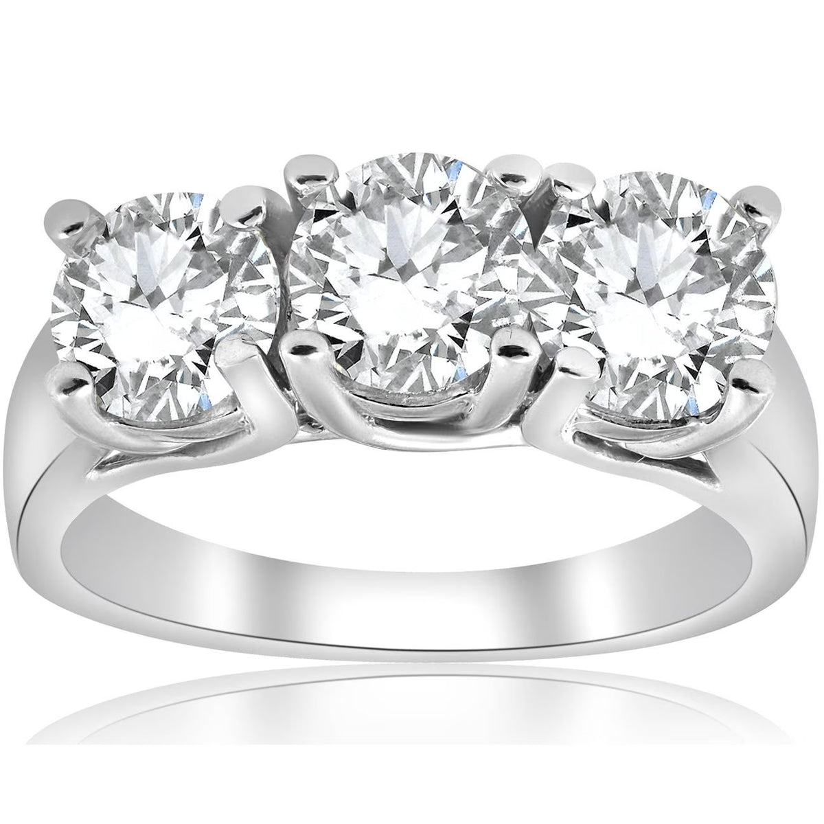 14K White Gold Three Stone Diamond Engagement Ring I366451