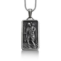 Silver St Christopher and Jesus Pendant Necklace S820379