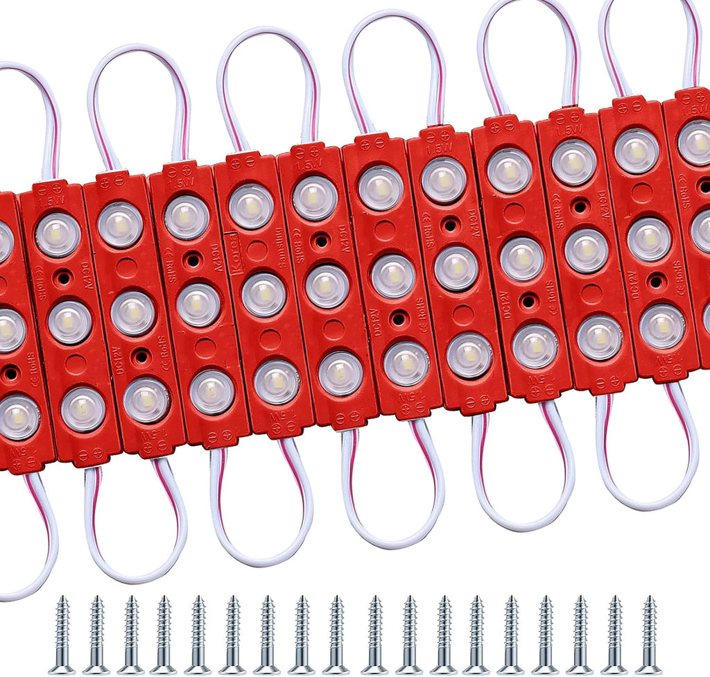 200 Pcs LED Module Lights, Waterproof, 1.5W DC12V 6500K, 2835, Red Pack of 2 I8804