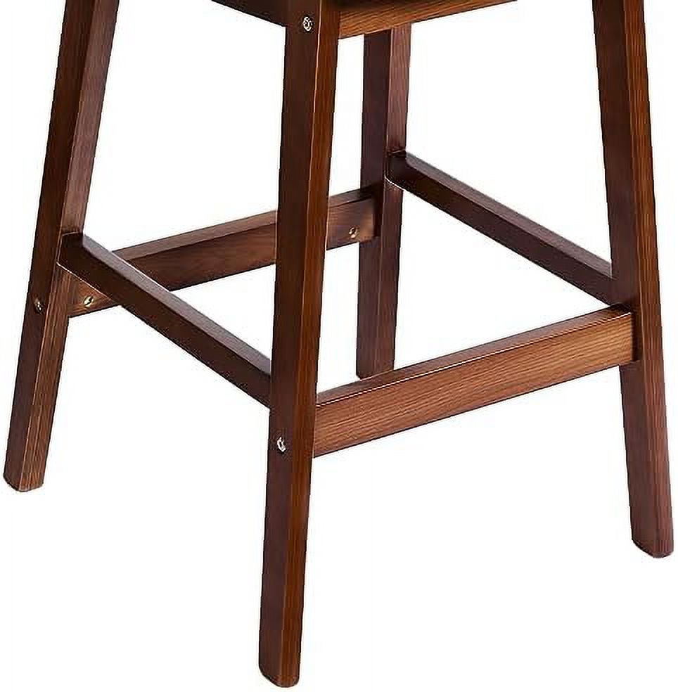 Black Leather Rattan Barstools Set of 2 with Wood Frame S690