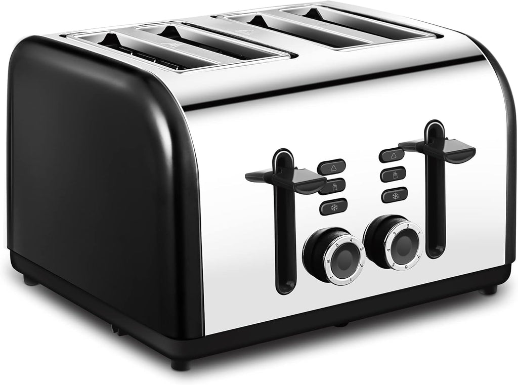 Black 4 Slice Toaster with Extra Wide Slots P6608