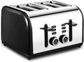 Black 4 Slice Toaster with Extra Wide Slots P6608