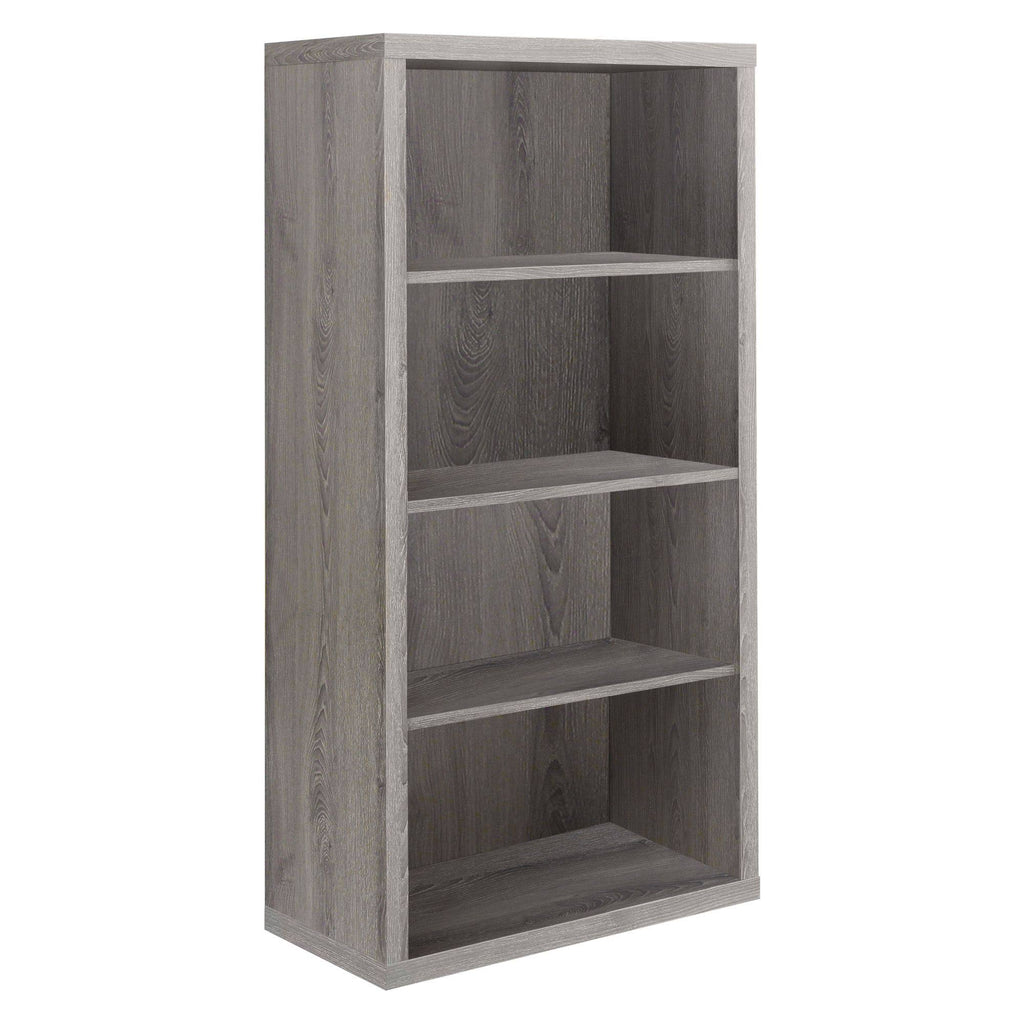 Taupe Brown Rectangular Bookcase with Adjustable Shelves O7555