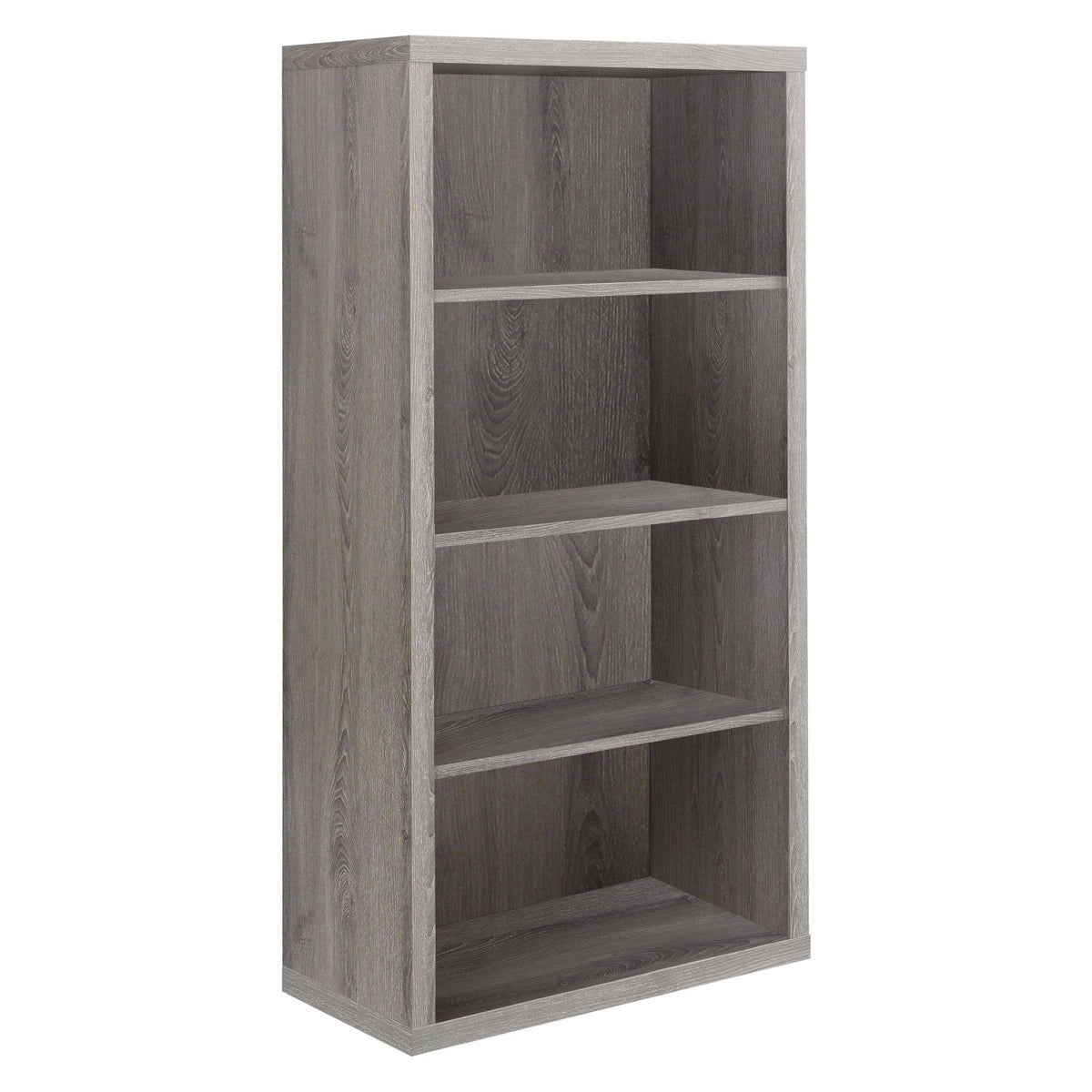 Taupe Brown Rectangular Bookcase with Adjustable Shelves O7555