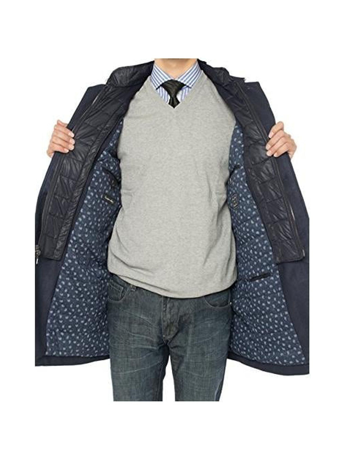 Navy Blue Insulated Coat E279