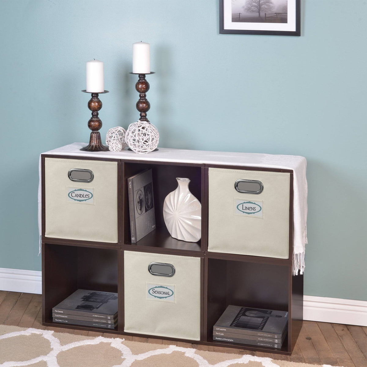 6 Cubes and 3 Canvas Bins Storage Set D6922