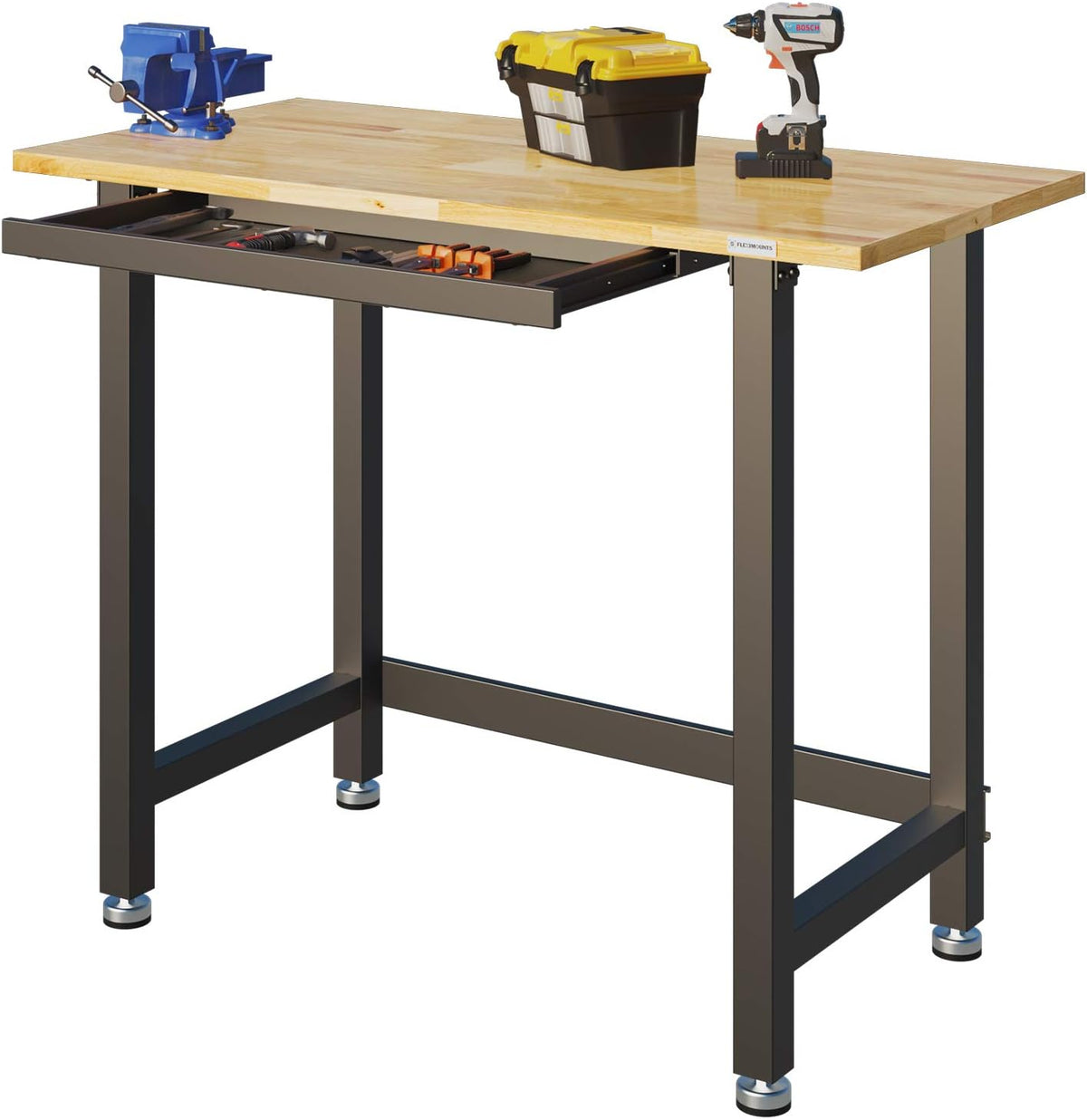 48" x 24" Rubber Wood Work Bench with Drawer R729