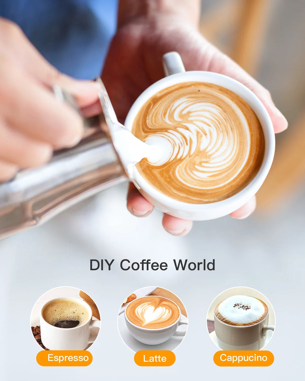 Espresso Machine with Milk Frother, 1-4 Cup Coffee Maker E242694