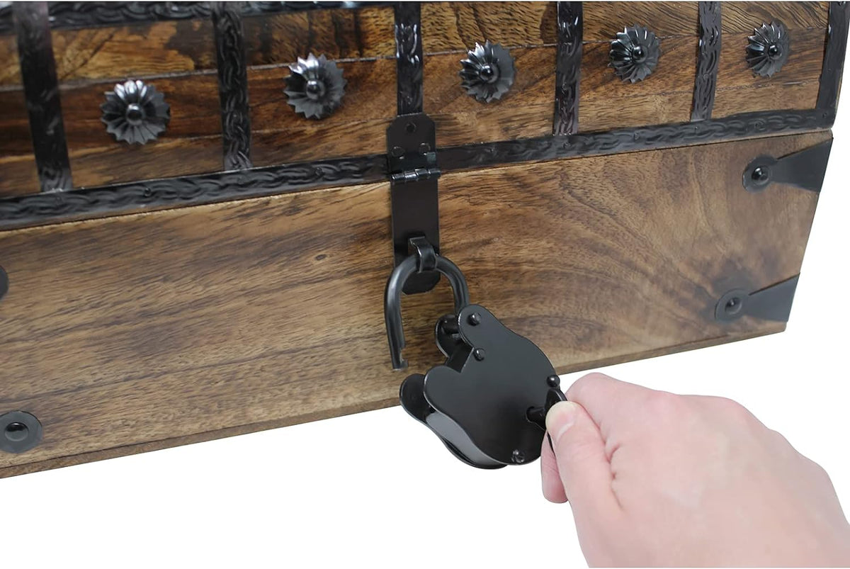 Pirate Treasure Chest with Iron Lock and Skeleton Key, X-Large 16 x 11 x 10.5 L9119