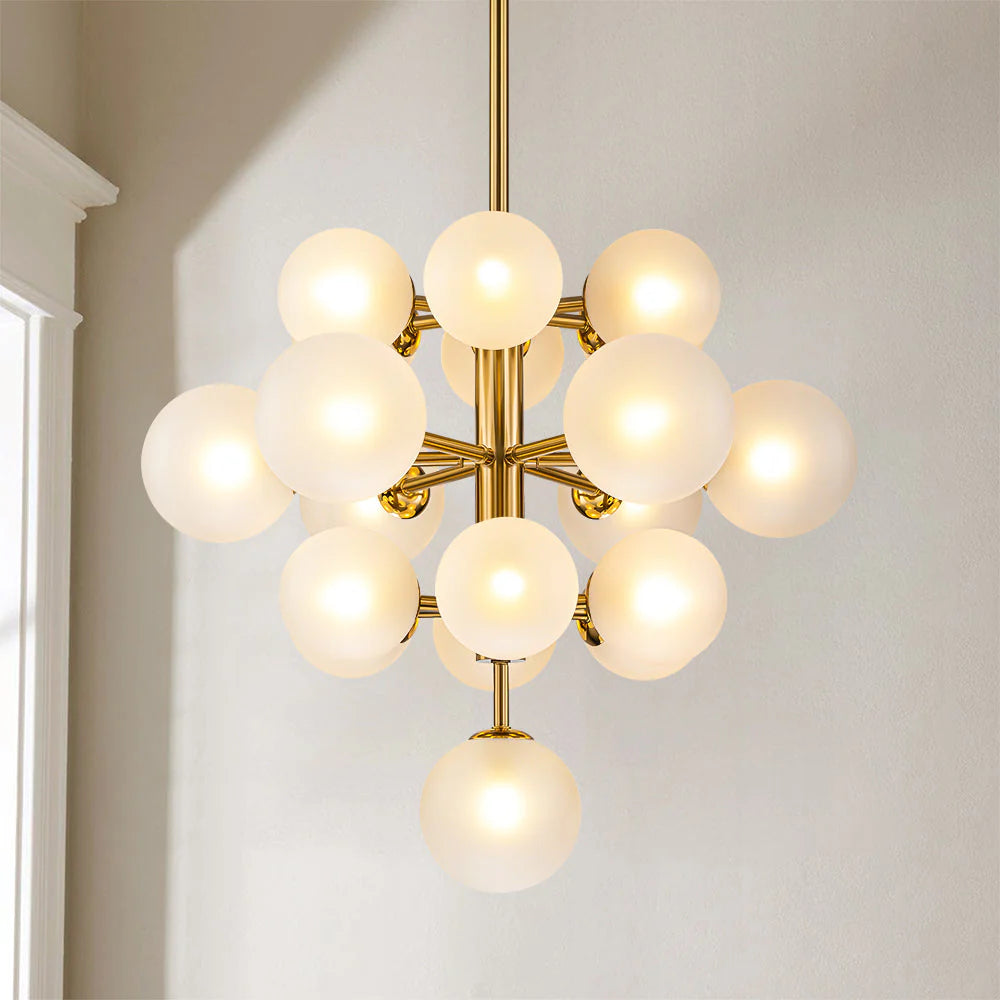 19-Light Dimmable Tiered Glass Bubble Chandelier G84987