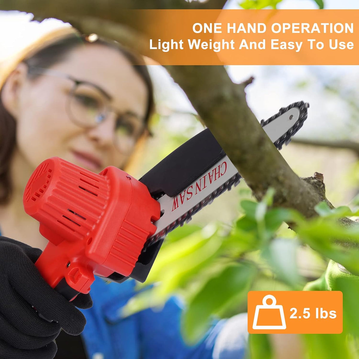 Mini Chainsaw Cordless 6 Inch Battery Chainsaw Kit with 3 Chains One-Handed Portable Electric Chainsaw K680