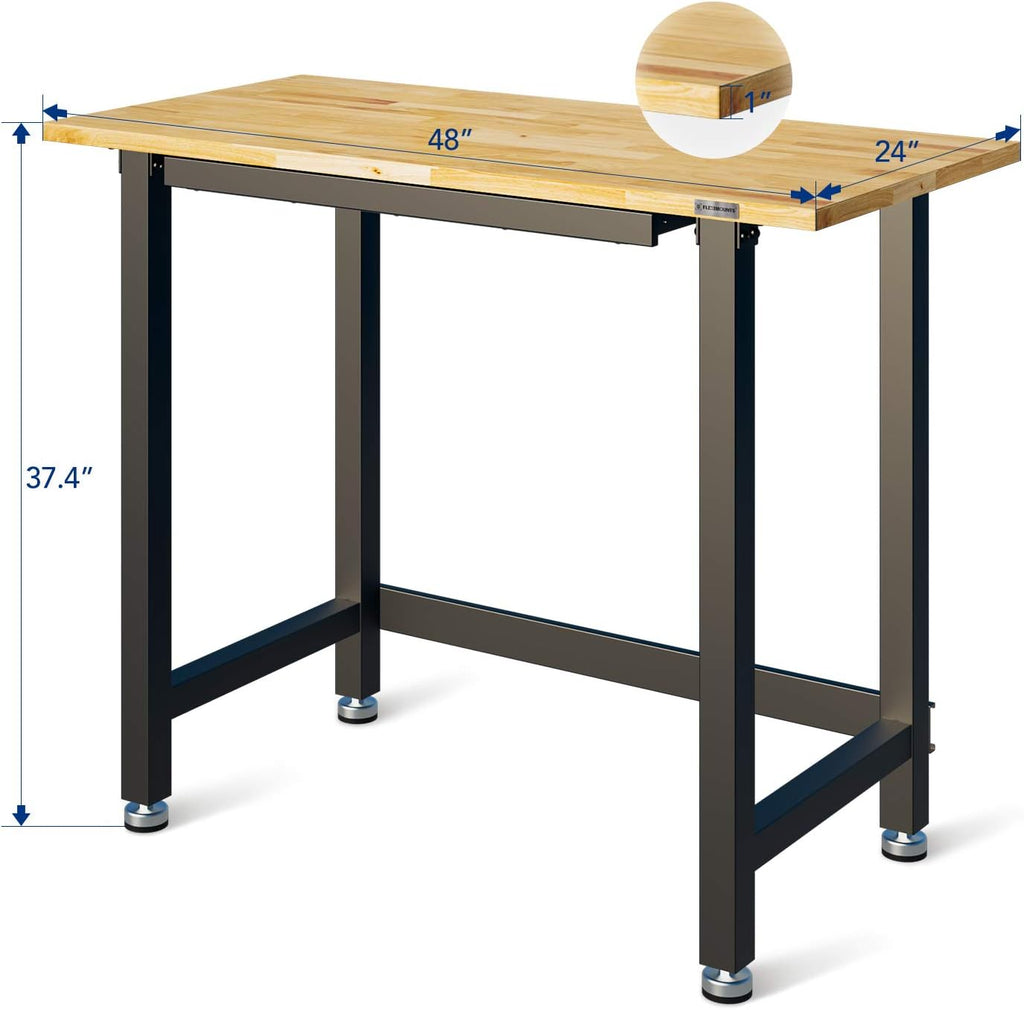 48" x 24" Rubber Wood Work Bench with Drawer R729