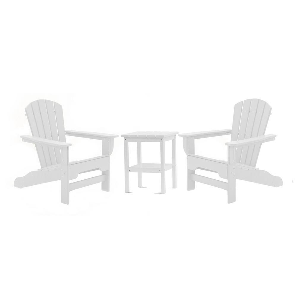 3 Piece White Recycled Adirondack Chat Set Q1721