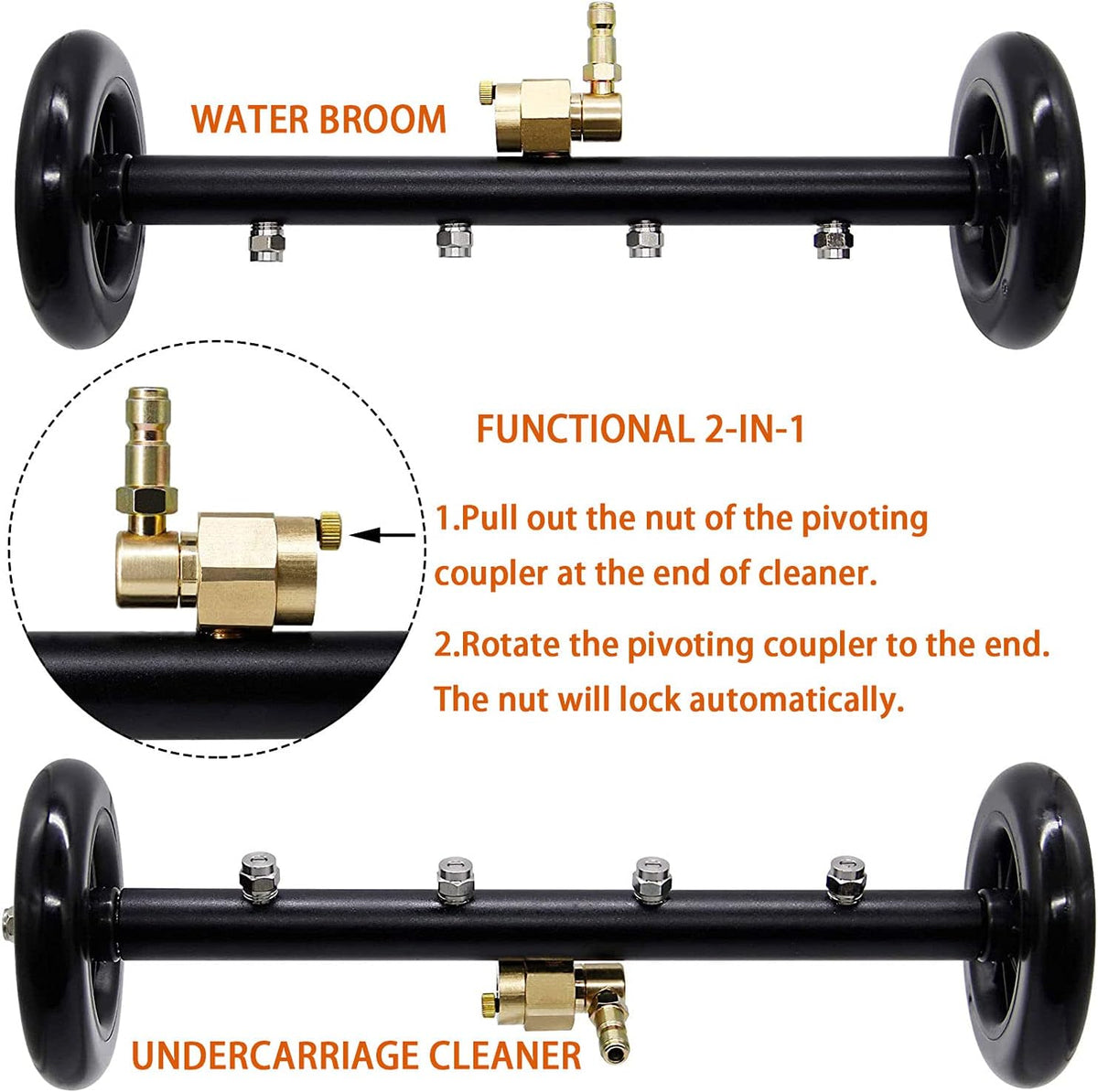 16 Inch Pressure Washer Surface Cleaner with 3 Pieces Extension Wand H596612