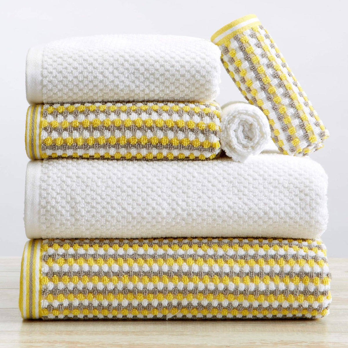 Light Grey Set of 4 Cotton Quick-Dry Bath Towels B8675