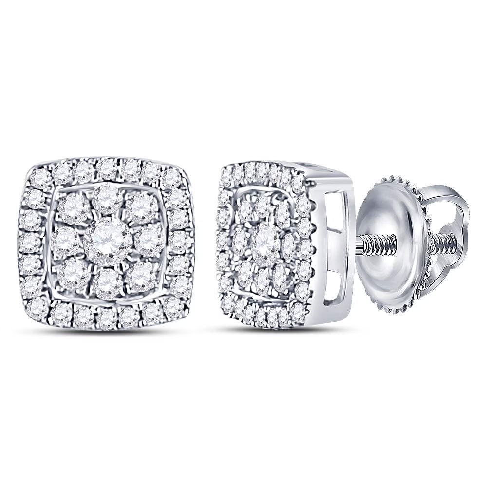 14kt White Gold Diamond Cluster Earrings 1/4 Cttw F5416