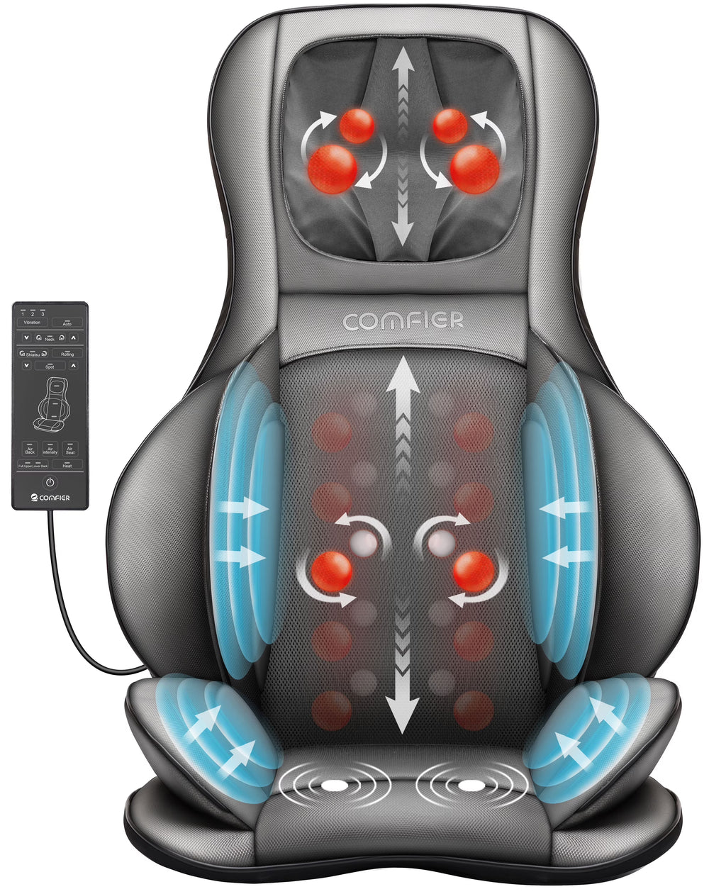 Neck & Back Massager with Air Compress Shiatsu Vibration Seat Cushion L87524