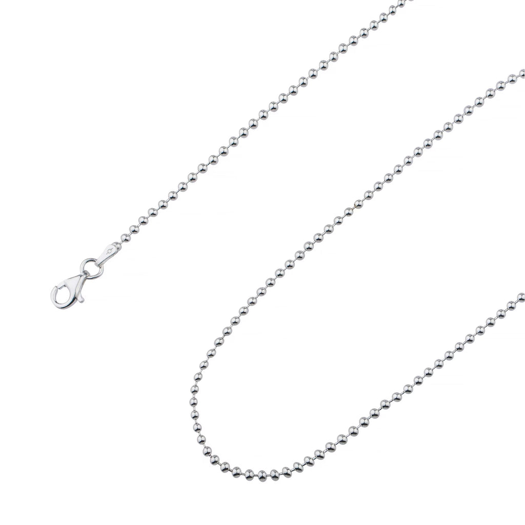 925 Sterling Silver Ball Bead Chain Necklace 1.5mm B69689