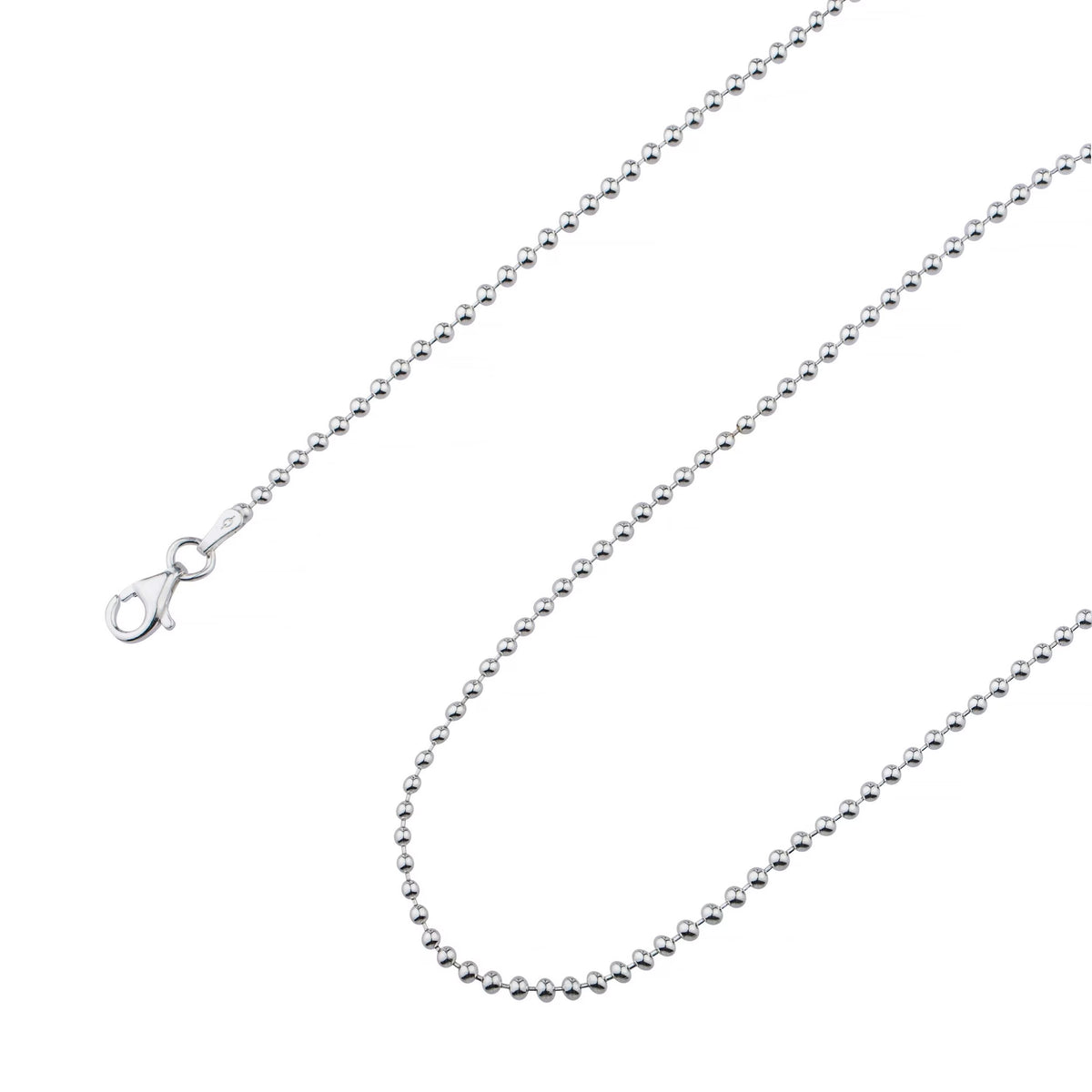 925 Sterling Silver Ball Bead Chain Necklace 1.5mm B69689