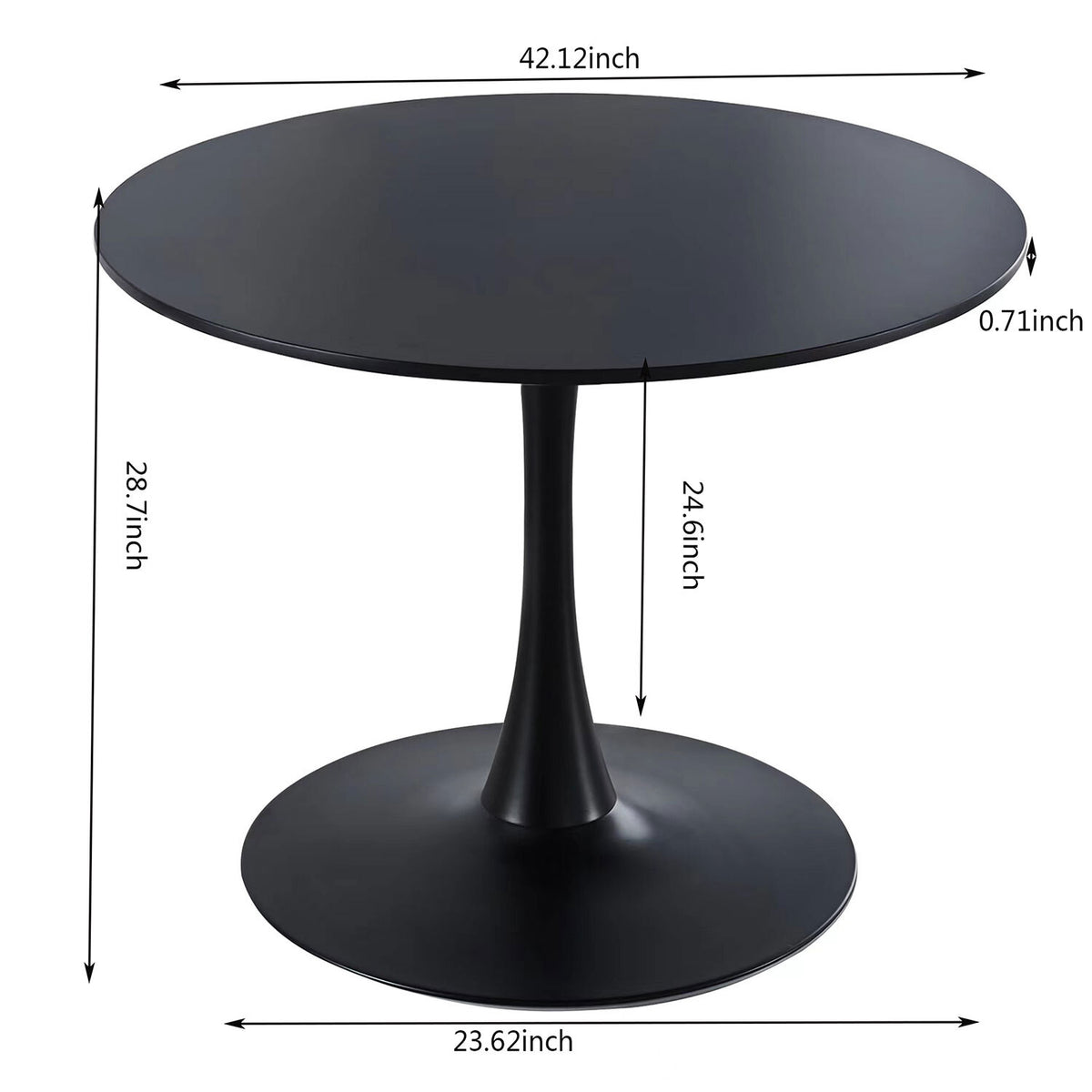 Black Tulip Pedestal Dining Table with Round MDF Table Top C74007