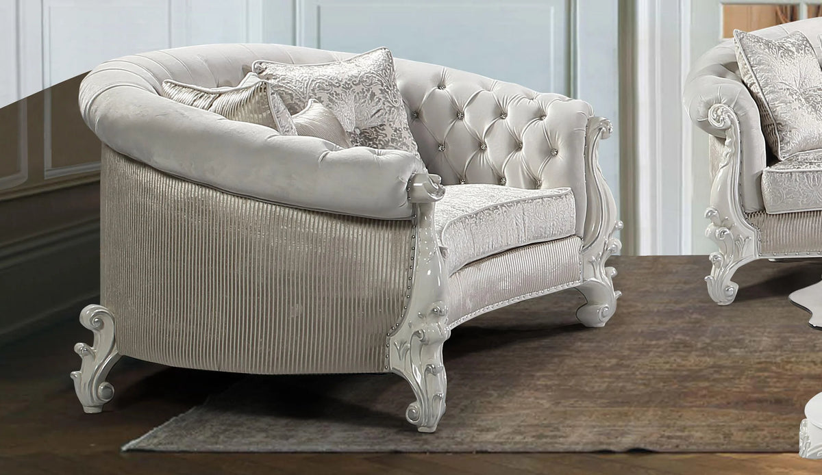 Pearl White Wood Sofa Set 3Pcs B9415