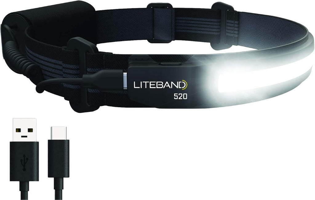 Wide-Beam LED Headlamp, 520 Lumens, Rechargeable, USB-C, Red LED Mode I3083