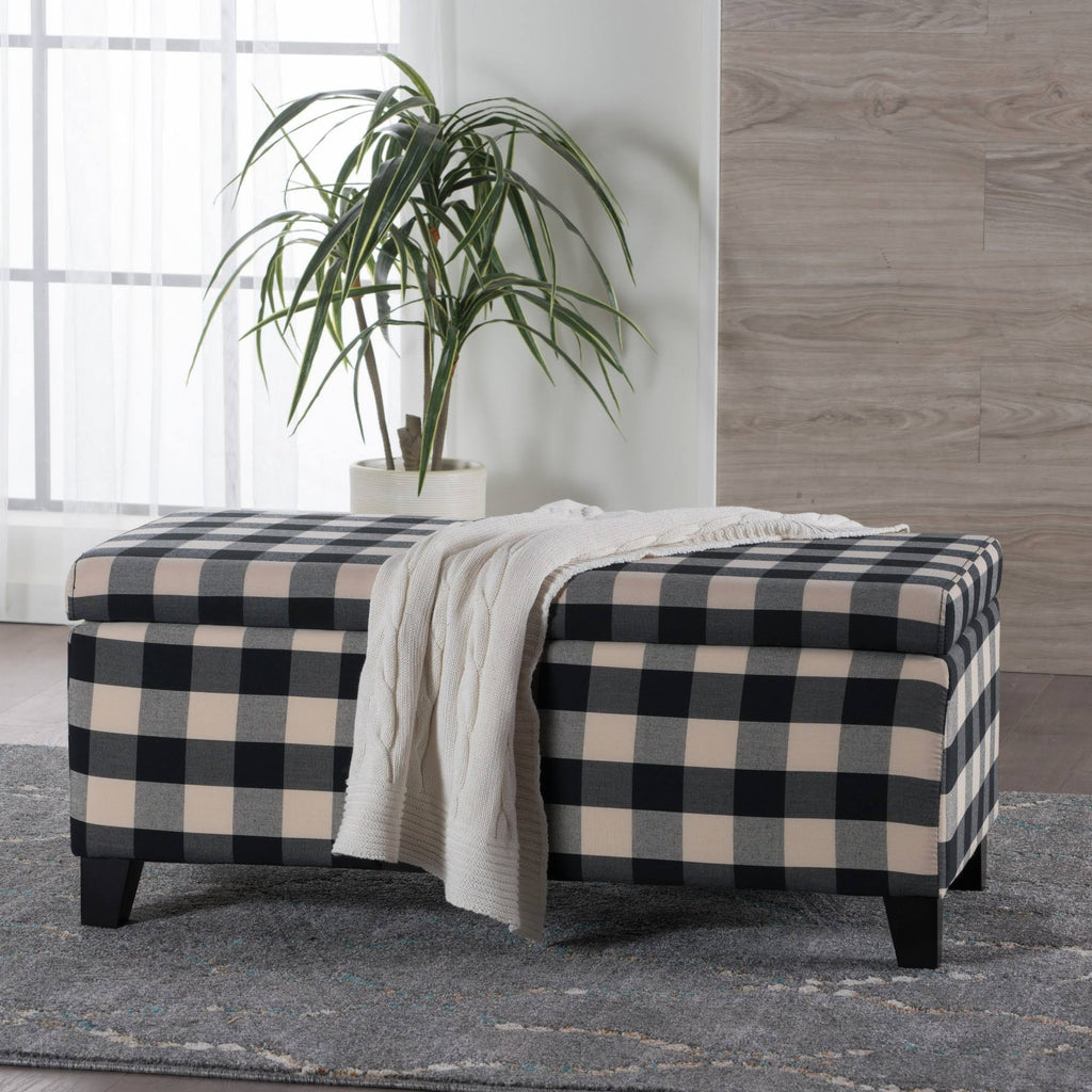 Black Checkerboard Storage Ottoman L44590