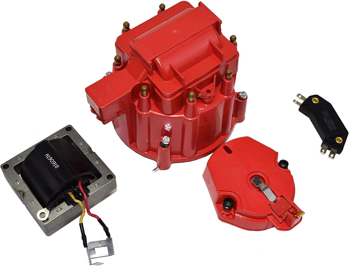 8-Cylinder Male Cap HEI Distributor Tune Up Kit with 8.0mm Spark Plug Wires Red Pack of 2 U552