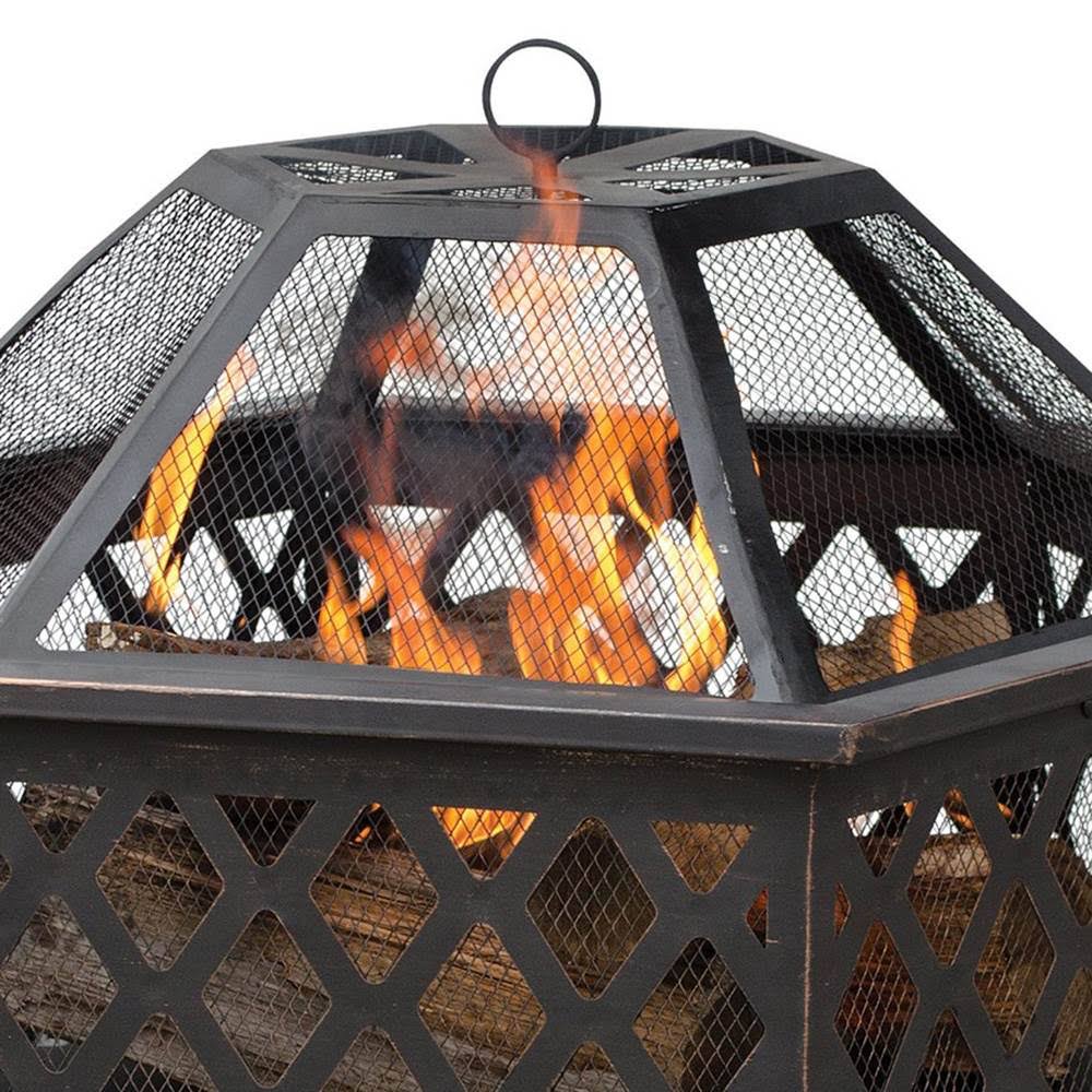 Bronze Hex-Shaped Lattice Fire Pit N727113