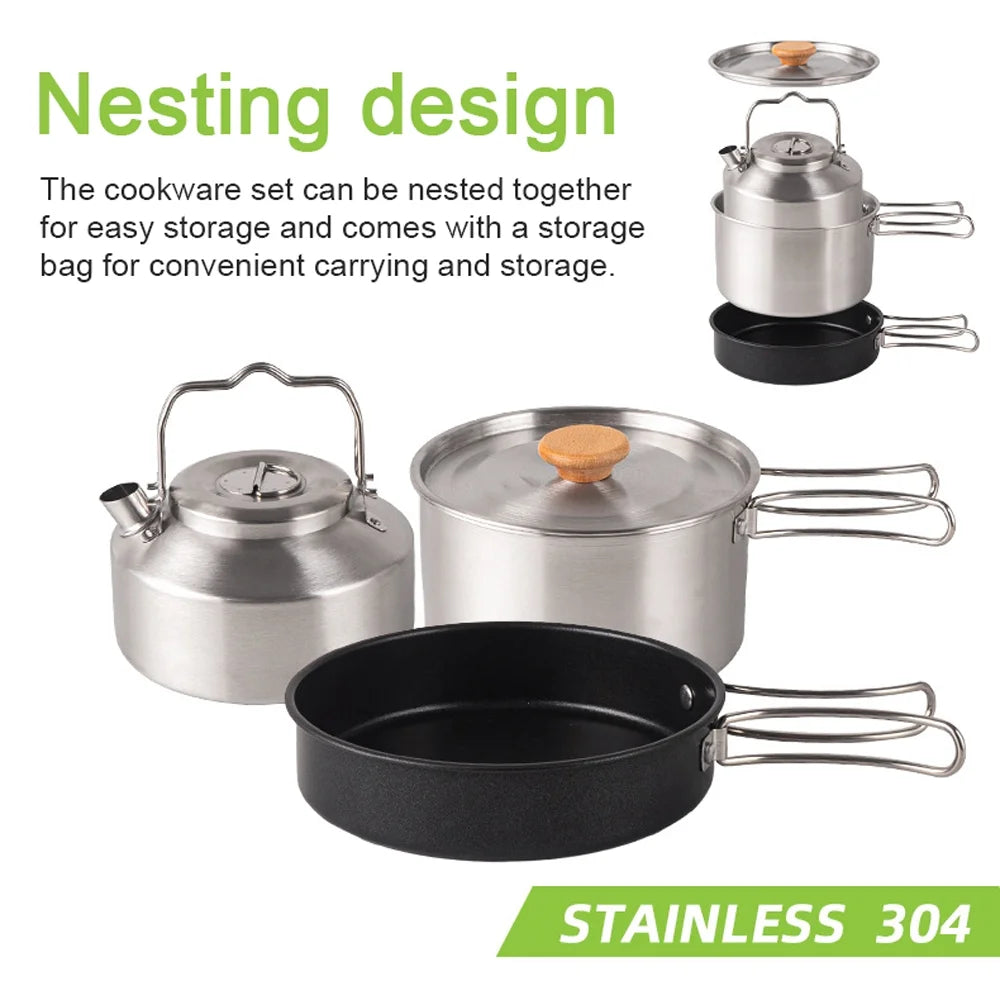 Stainless Steel Cookware Set with Pot Frying Pan Kettle H74732