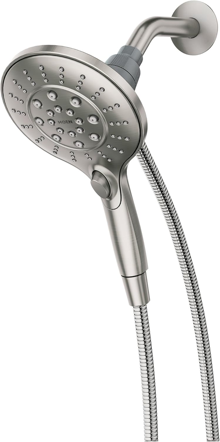 Moen Engage Magnetix Six-Function 5.5-Inch Handheld Showerhead, Spot Resist Brushed Nickel & Replacement Shower Arm Flange, Brushed Nickel Pack of 2 Q87442