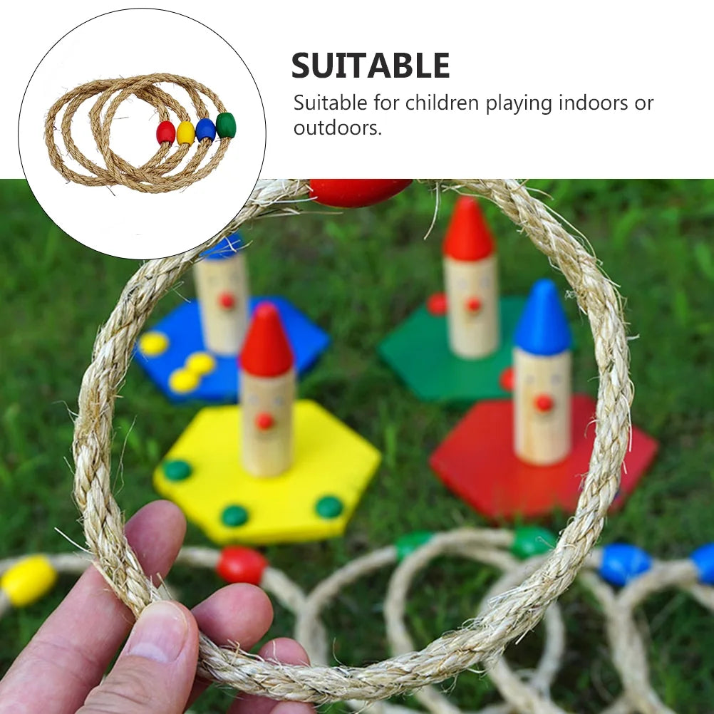 10 PCS Natural Rope Ring Toss Kids Toys Z982