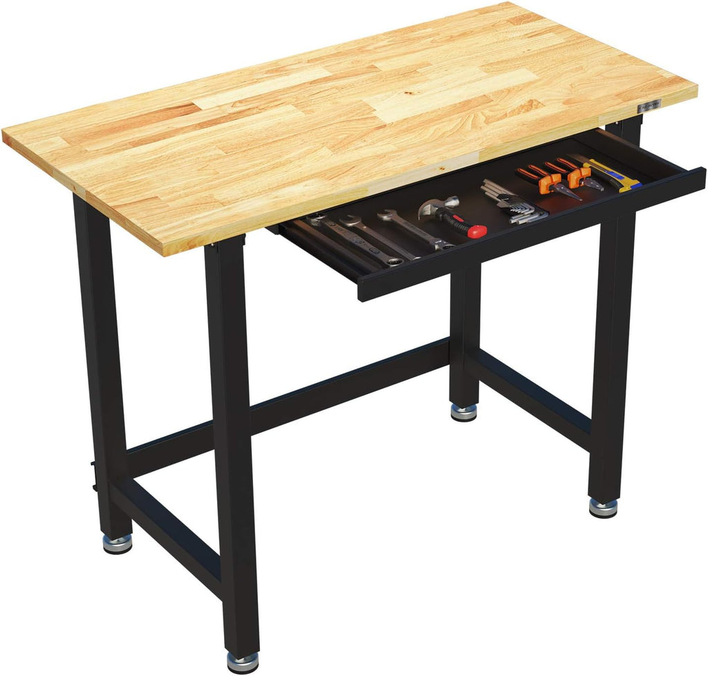 48" x 24" Rubber Wood Work Bench with Drawer R729