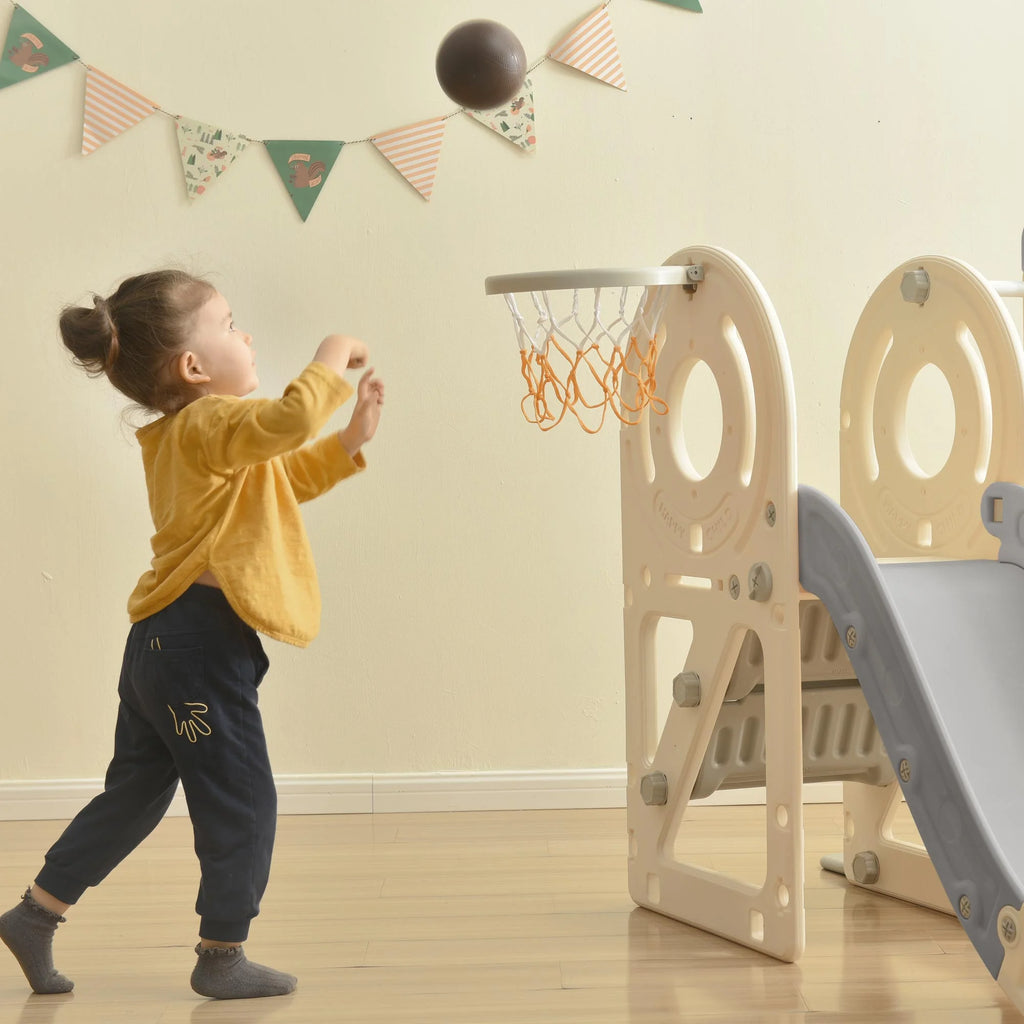 9 in 1 Kids Slide Playset with Basketball Hoop Y128